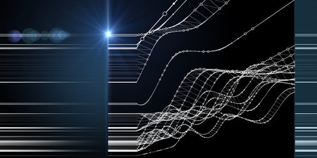 Abstract  background wireframe graph from white grid and spot on black. Technology concept  with...
