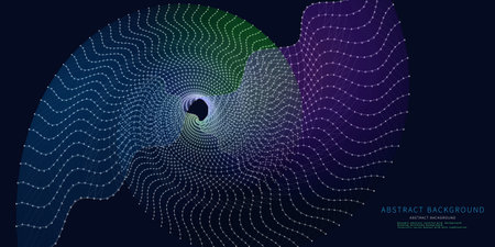 Abstract  background radial flow with lines and circles on dark.  Big Data. Technology concept data grid.  Banner for business, science and technology data analytics.のイラスト素材