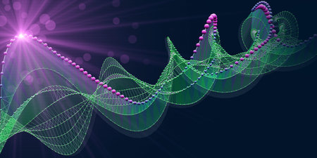 Abstract  background twisting wireframe color grid with  light. Technology concept data grid. ...