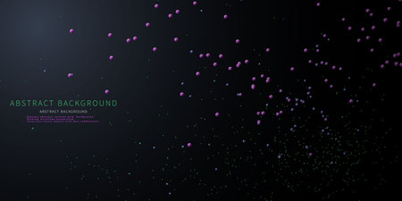Abstract  background flow from  spheres color  on black. Big Data. Technology  wireframe interlacement concept in virtual space. Banner for business, science and technology data analytics.のイラスト素材