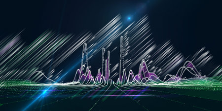 Abstract background color wireframe from circles with lines and spot . Interlacement  technology...