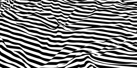 Abstract background parallel black lines on noise surface in perspective. Vector illustration. Illusion lines concept on white.のイラスト素材