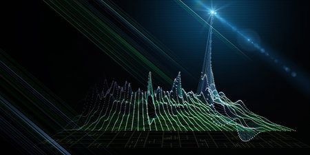 Abstract  background wireframe graph with data circles and star spot. Technology wireframe concept ...
