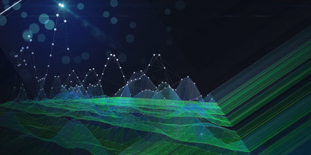 Abstract  background color graph wireframe from circles and  lines with light. Technology wireframe...