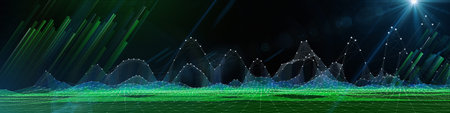 bstract  background color graph wireframe from circles and blurred lines with light on dark....