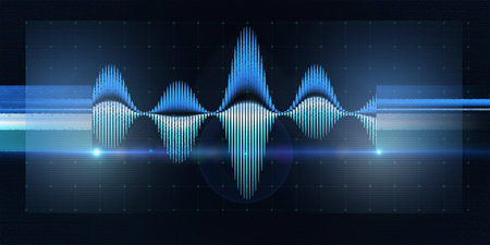 Abstract background with color sound wave from lines with light on dark. Technology sound wave and...