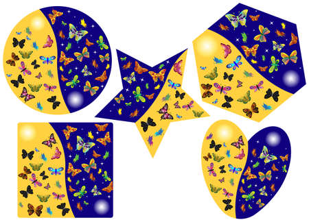 Vector illustration of butterflies in different shapes.のイラスト素材