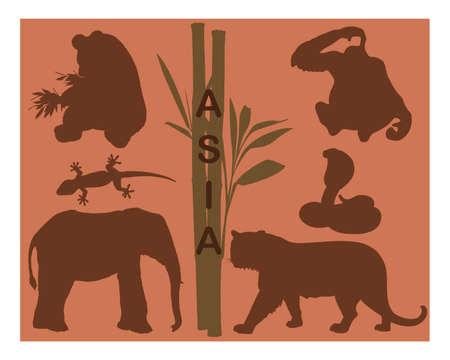 Animal silhouettes - Asiaのイラスト素材