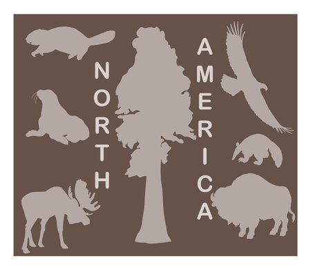 Animal silhouettes - North Americaのイラスト素材