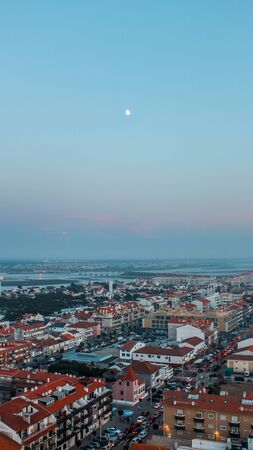 Aveiro, Portugal - August 2018: Gridlock in Praia da Barra at the end of a summer day.のeditorial素材