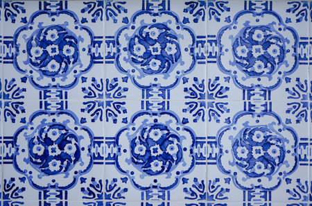 Pattern image of traditional ornate portuguese decorative tiles azulejos art