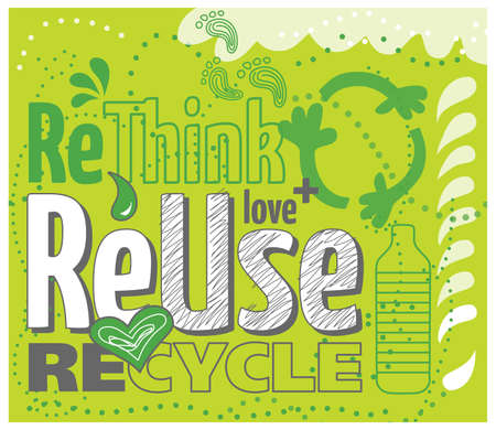 Think green concept  reuse, rethink, recycleのイラスト素材
