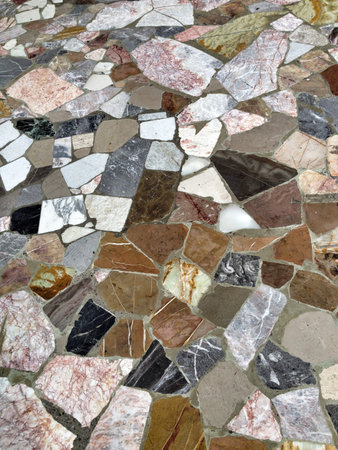Floor of irregular marble color and shapes
