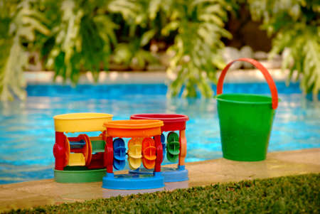Water toys and poolの写真素材