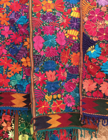 Embroidered, full of color, floral table runners from San Miguel de Allende, Mexico
