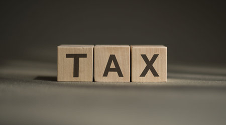 Word tax written in wooden blocks. Business concept