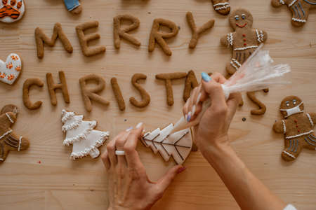 Merry Christmas. Holidays preparation and creativity concept. Getting ready to celebration.の写真素材