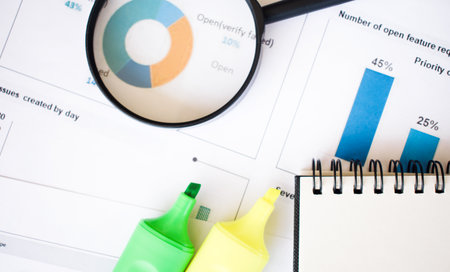 Analysis business plan with office tools. Financial conceptの写真素材