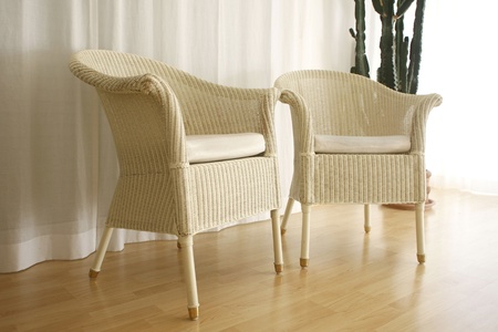 Wicker chairs indoorsの写真素材
