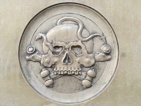 Skull relief in an old churchの写真素材