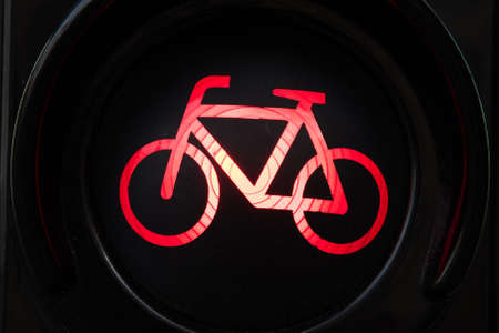 Red light at traffic light for bicycleの写真素材