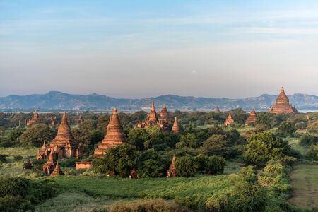 View of Bagan plains with pagodas, Myanmarの写真素材