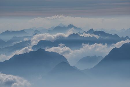 View of the Alps from Zugspitze, between Germany and Austriaの写真素材
