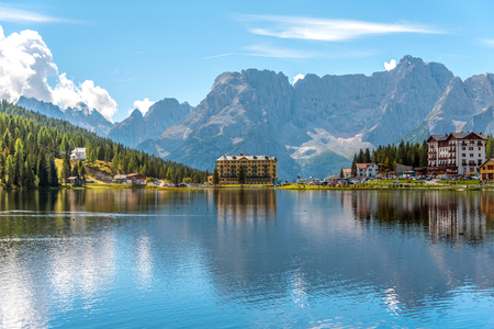 Hotel Miralago on Lake Misurina, Dolomites, Province of Bolzano-Bozen, Italyのeditorial素材