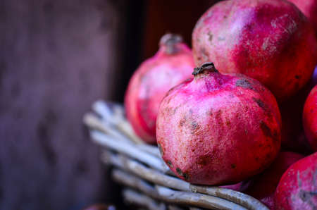 fresh pomegranate close upの写真素材