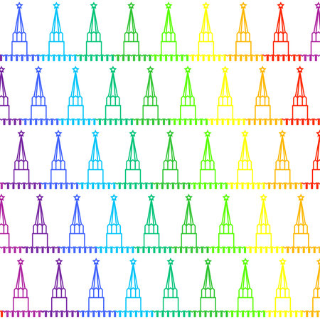 Kremlin wall , colorful lines, the pattern of the Kremlin, rainbow abstract outline seamless pattern for design.のイラスト素材