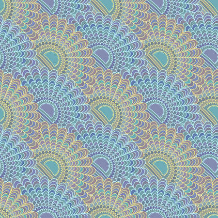 Luxury doodle coloring texture wallpapers design. Abstract seamless pattern in vector fans or shells, openwork geometry for design web or textures.のイラスト素材