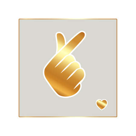 illustration. Korean symbol hand heart, a message of love hand gesture. Sign icon stylized for the web and print.のイラスト素材