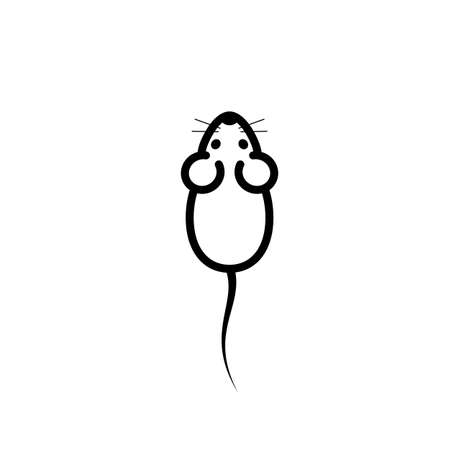 Stylish icon of a white mouse for web and print. Minimalistic symbol of the home of a rodent mouse or rat black and white vector illustrationのイラスト素材