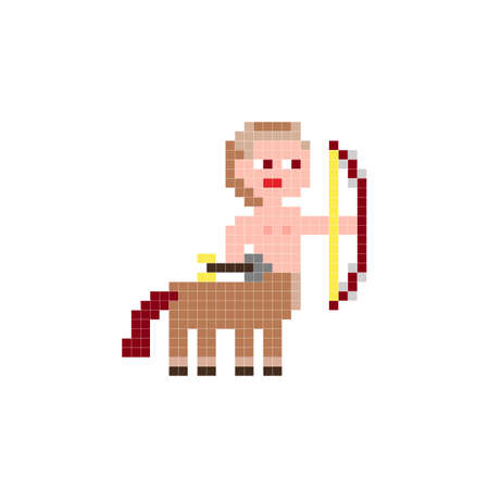 Vector color pixel art , toy centaur, the man - horse with bow, Sagittarius, minecraft styleのイラスト素材