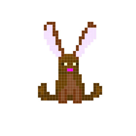 Pixel art color graphics vector. symbol of the hare. It s just funny.のイラスト素材