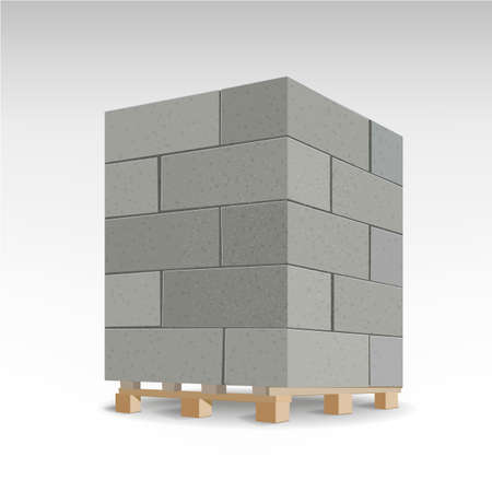 Aerated autoclaved concrete block. Isolated Foam concrete on pallets. vector illustrationのイラスト素材