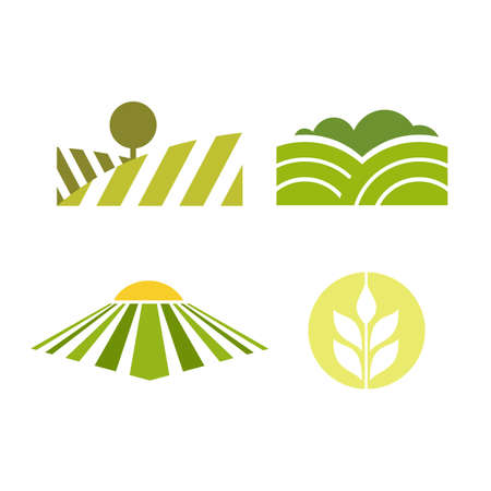 Abstract colored agriculture logotype, isolated on white background. Natural product sign. Farm symbol set. Vector illustration.のイラスト素材