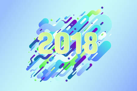 Happy new year 2018 text written with stylized fireworks. vector illustrationのイラスト素材