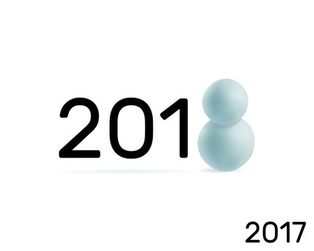 Happy new year 2018 text written with snowballs or snowman.