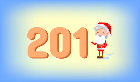 Happy new year 2018 and Merry Christmas text written card. Cute santa claus vector illustration.