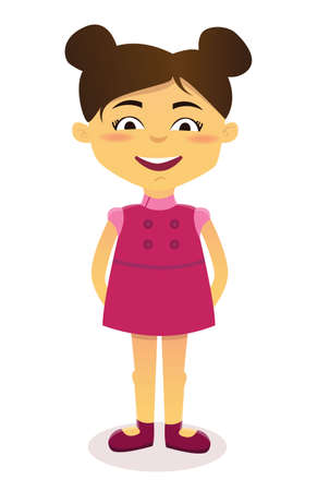 Little cute vector cartoon girl smiling.のイラスト素材