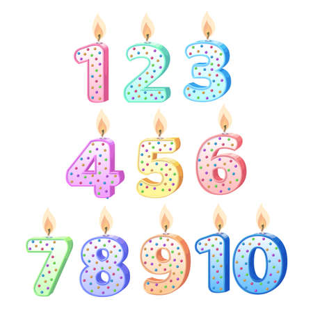Birthday Anniversary Numbers Candle with vector illustration. great for birthday card and invitationのイラスト素材