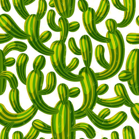 Vector seamless pattern with cute cactus. Cartoon succulents backdrop perfect for baby textile or wrapping paperのイラスト素材
