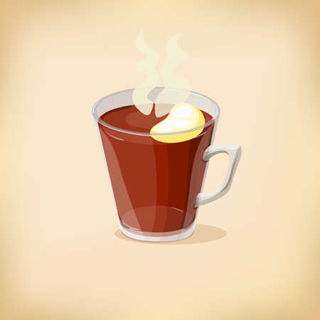 Cartoon Cup of tea. Isolated vector illustration. Can be use for menus, designs, fabrics, postersのイラスト素材