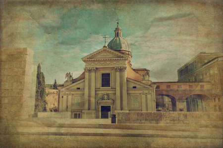 17th century church San Rocco San Rocco all39Augusteo in the Campus Martius Rome Italy. Grunge and retro style.の写真素材