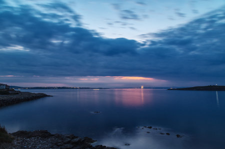 Seascape after sunset in Sozopol, Bulgaria