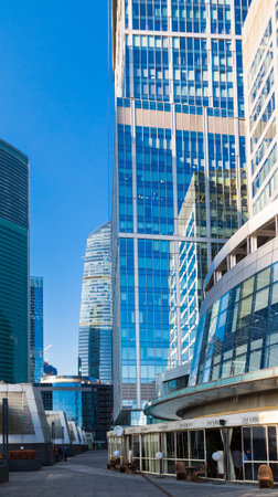 Moscow, Russia - October 17, 2018: Street Moscow-city (Moscow International Business Center).