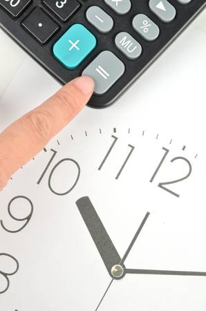 Calculator and clock faceの写真素材