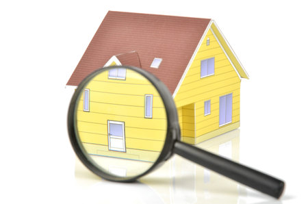 Magnifier and model houseの写真素材