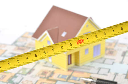 Blueprint and model houseの写真素材